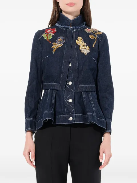 Alexander McQueen Embroidered Denim Peplum jacket Blue 506506QKM04