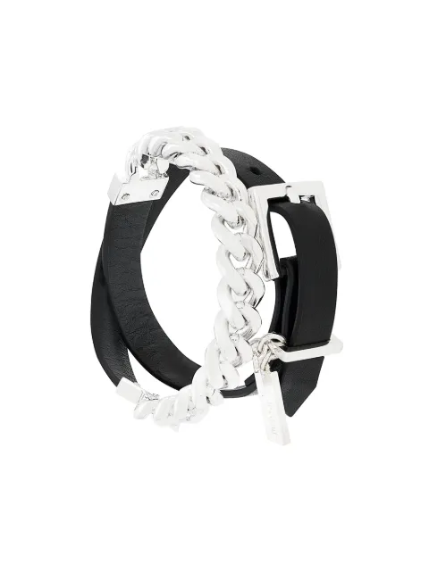 Coup De Coeur chain wrap bracelet Black LEATHERCHAINWRAPBRACELETSILVER