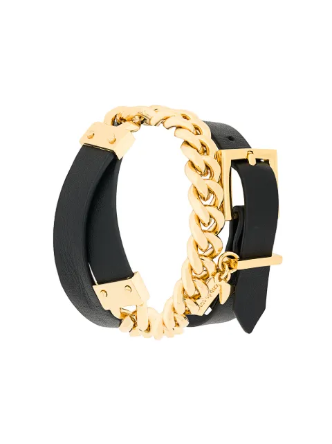 Coup De Coeur chain wrap bracelet Black LEATHERCHAINWRAPBRACELETGOLD