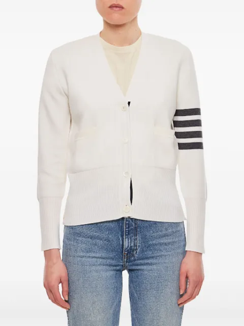 Thom Browne Milano Stitch V-Neck Merino Cardigan White FKC207A00014