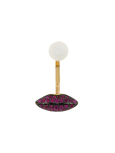 Delfina Delettrez 18kt yellow gold Lips Piercing Earring White ANA5008P