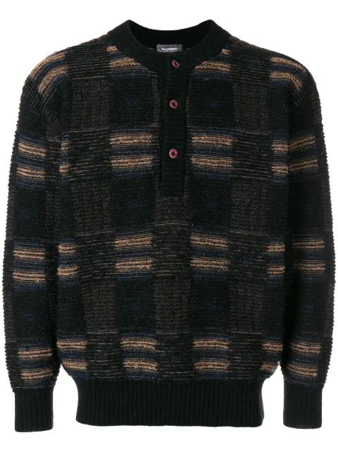 Issey Miyake Pre-Owned checked buttoned jumper Black MIY206