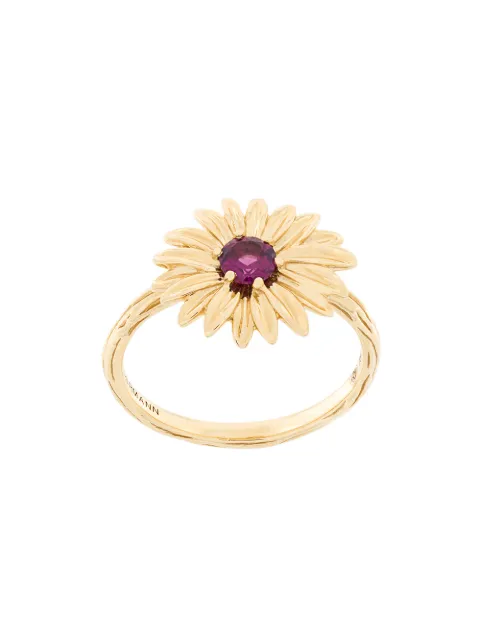 Aurelie Bidermann 18kt yellow gold garnet flower ring Metallic MARBA01GGRE