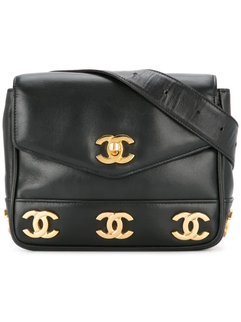 CHANEL Pre-Owned logo flap belt bag Black 2686959