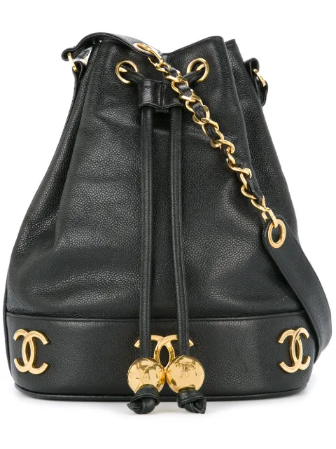 CHANEL Pre-Owned CC drawstring bucket bag Black 2474206