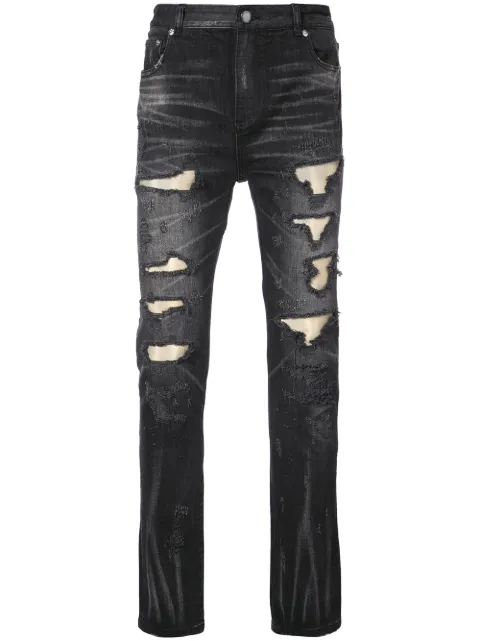 God's Masterful Children ripped fade denim jeans Black GMC02AHJ01A