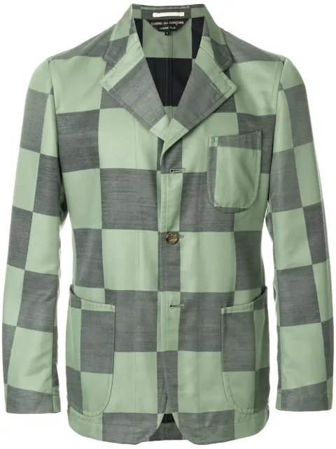 Comme Des Garçons Pre-Owned checkboard buttoned jacket Green CDG875