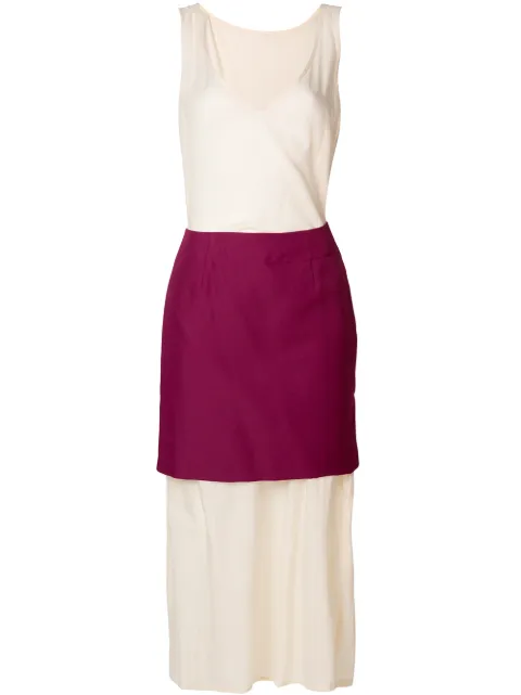 Comme Des Garçons Pre-Owned 1996 two-tone layered dress Neutrals CDG814A