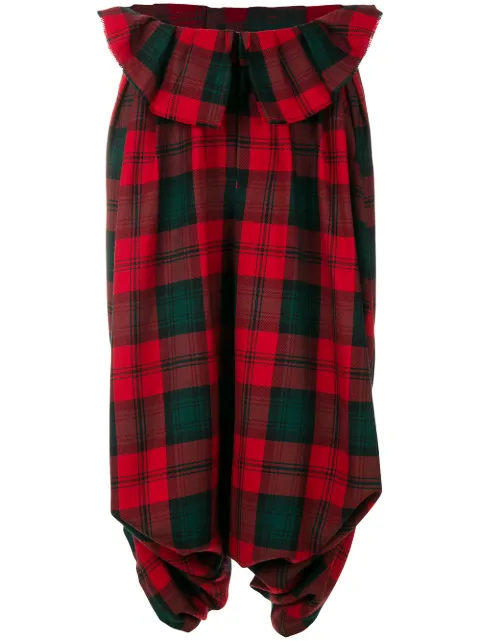 Comme Des Garçons Pre-Owned tartan drop-crotch trousers Red CDG860
