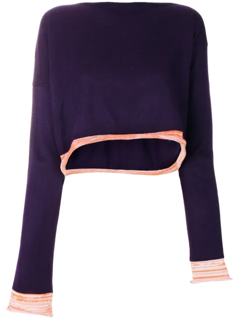 Comme Des Garçons Pre-Owned 1991 asymmetric knitted blouse Purple CDG857