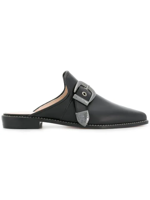 Stuart Weitzman buckle mules Black RYAN