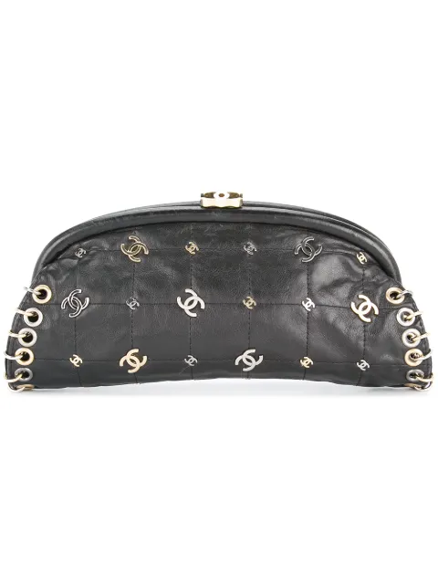 CHANEL Pre-Owned Logos Chocolate Bar clutch Black 11376821