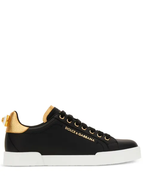 Dolce & Gabbana Portofino sneakers in nappa calfskin with lettering Black CK1602AN298