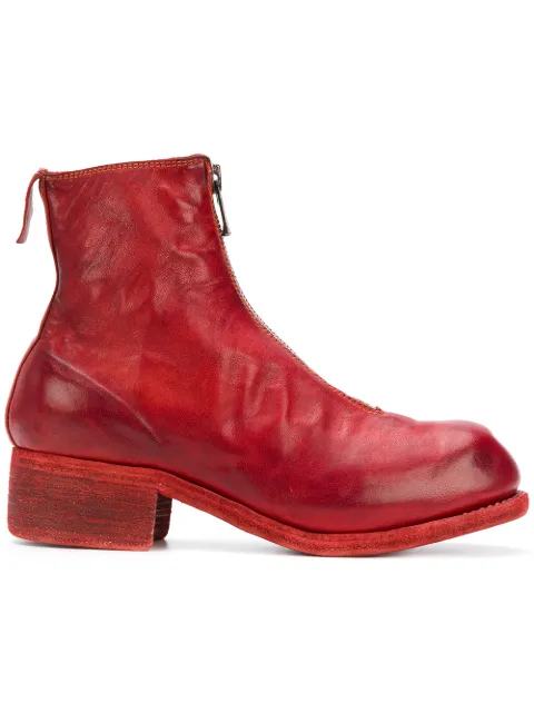 Guidi front zip ankle boots Red PL1SOFTHORSE