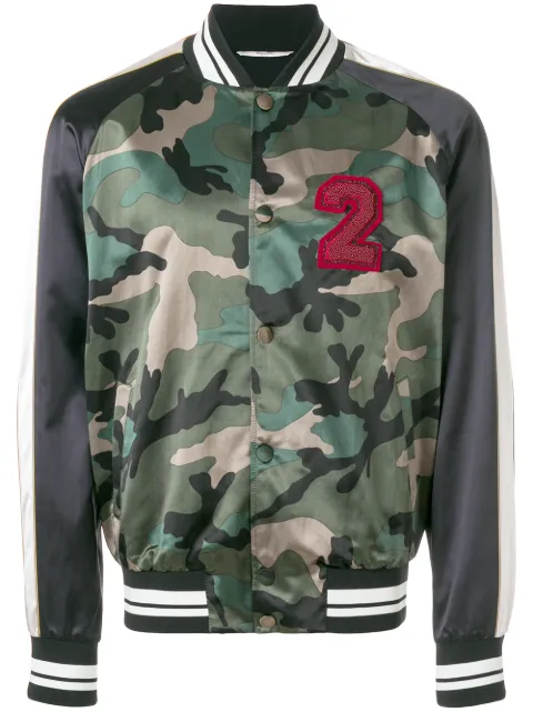 Valentino Garavani camouflage bomber jacket Green VCI0I54ST