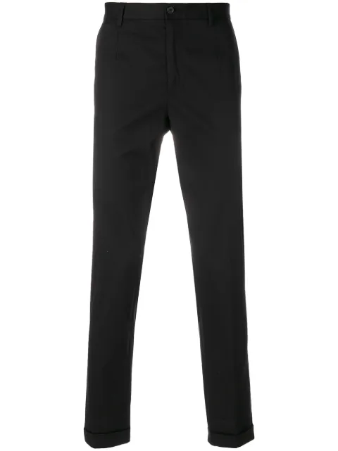 Dolce & Gabbana logo-tag chino trousers Black GY6FETFUFIS