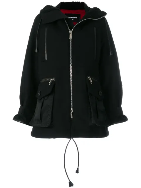 DSQUARED2 shearling lined hooded coat Black S75AA0254S48924