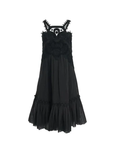 Chloé frayed embroidered-lace midi dress Black CHC18SRO17046