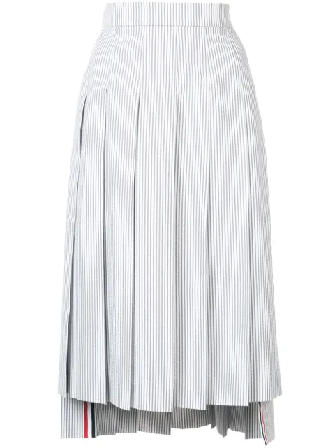 Thom Browne Seersucker Pleated Skirt Grey FGC400A00572