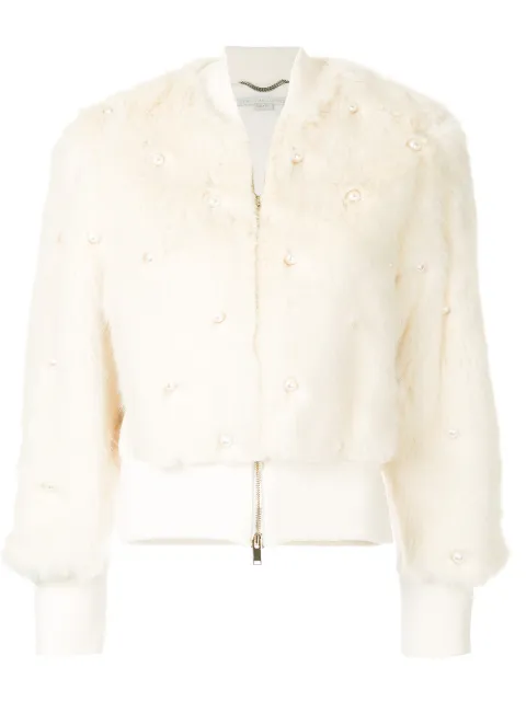 Stella McCartney embellished pearl bomber jacket White 501965SGB03