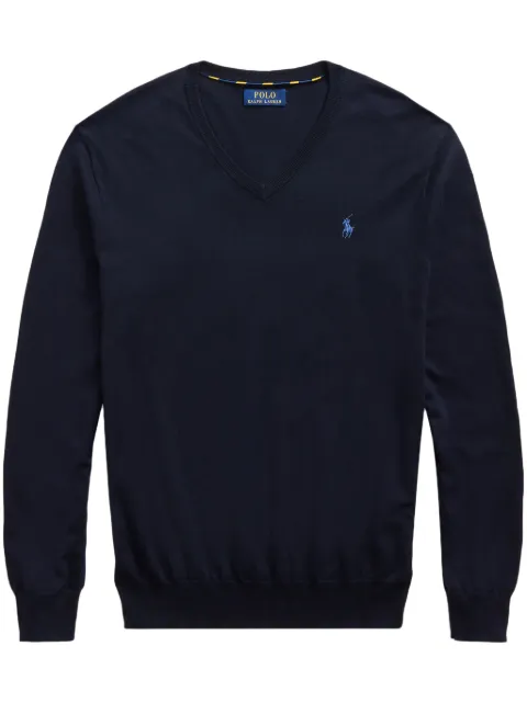 Polo Ralph Lauren embroidered-logo V-neck sweater Blue 710670789004