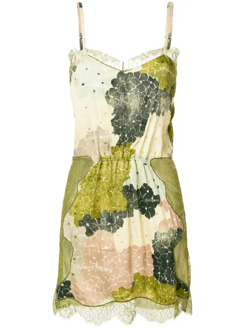 Off-White lace short dress Green OWDB068R188470279946