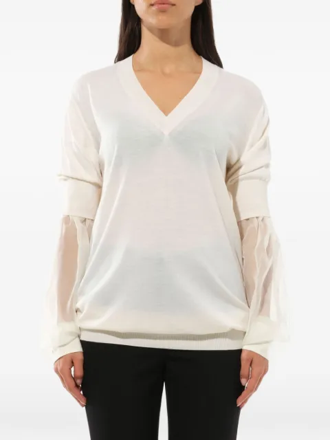 Givenchy sheer sleeve sweater White BW90024Z07