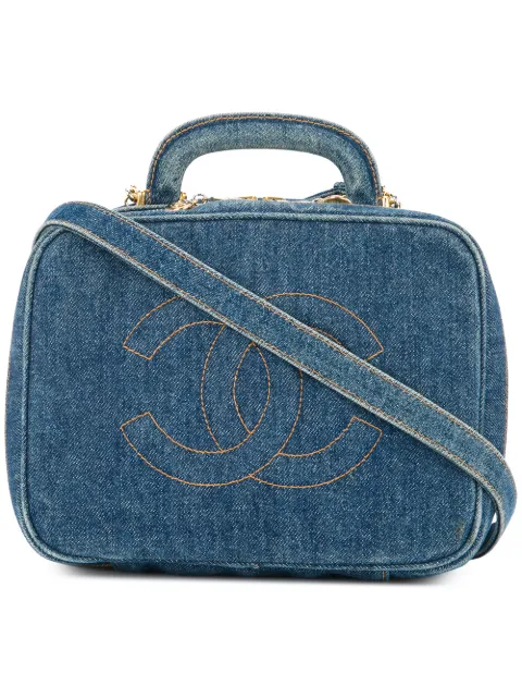 CHANEL Pre-Owned 1996-1997 denim 2way cosmetic bag Blue 4672753