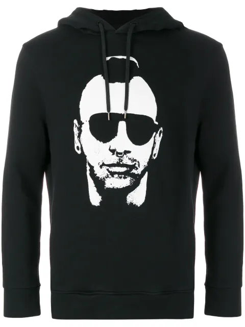 Neil Barrett face print hoodie Black PBJS329AG516S