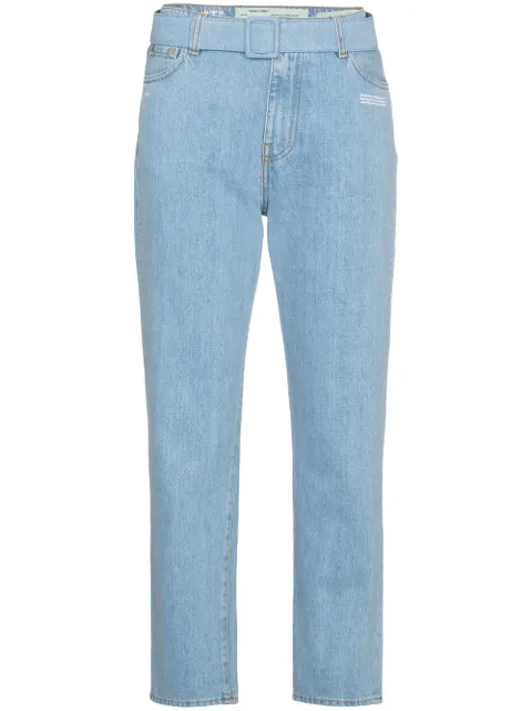 Off-White mid rise denim cropped jeans Blue OWYA004S189551447101