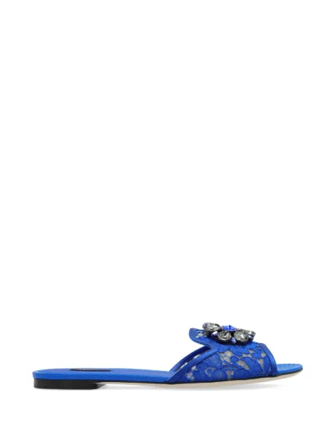 Dolce & Gabbana slippers in lace with crystals Blue CQ0023AG667