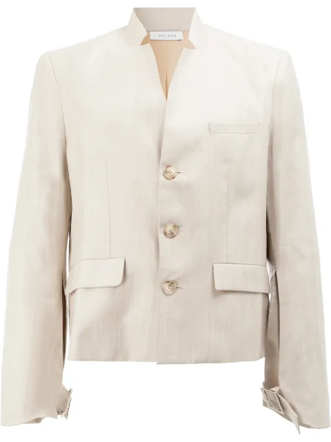Delada cropped V-neck blazer Neutrals DMST3JKT01