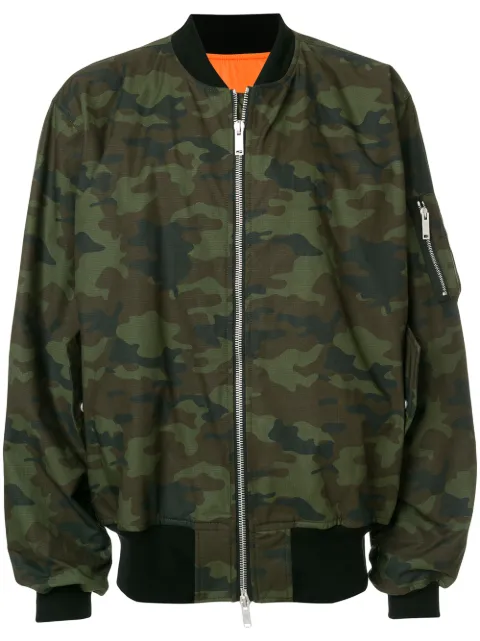 UNRAVEL PROJECT camouflage print bomber jacket Green UMEH002S181650019900