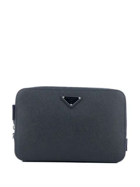 Prada triangle-logo clutch bag Black 2VF017VOOO9Z2