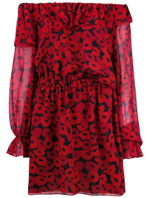 Saint Laurent poppy print dress Red 500216Y334S