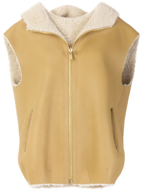 Michael Kors Collection zipped shearling gilet Neutrals LAMMCHASUBLE707AKJ304