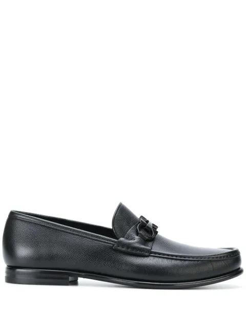 Ferragamo moccasins with Gancini ornament Black 688525