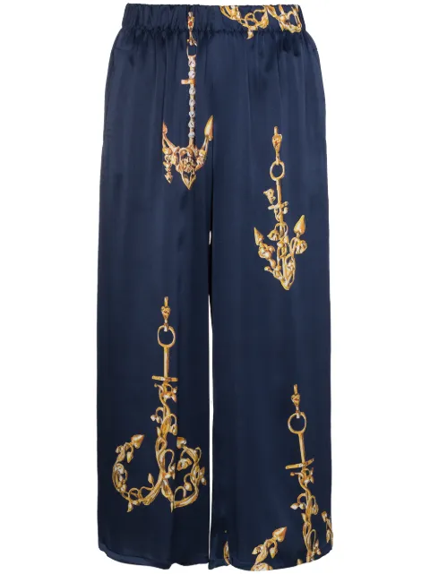 Natasha Zinko Silk Nautical Track Pants Blue R831402