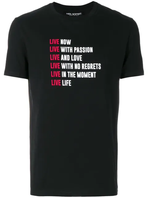 Neil Barrett slogan print T-shirt Black PBJT364SG563S