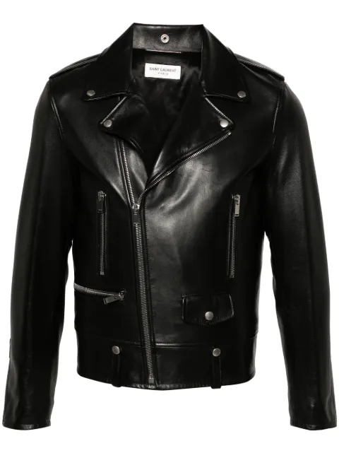 Saint Laurent belted leather biker jacket Black 484284Y5YA2