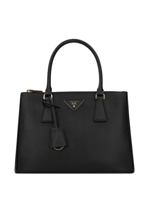 Prada top-handle logo-plaque tote bag Black 1BA863NZV