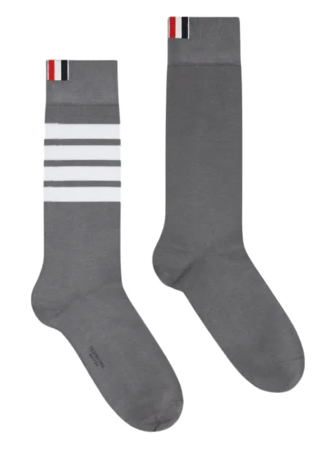 Thom Browne cotton 4-Bar mid-calf socks Grey FAS020B01690