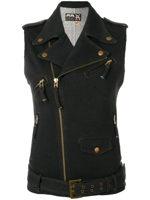 Jean Paul Gaultier Pre-Owned denim effect biker gilet Blue JPG943A