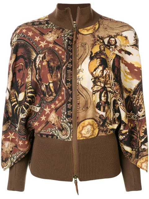Jean Paul Gaultier Pre-Owned ribbed detail printed jacket Brown JPG1779