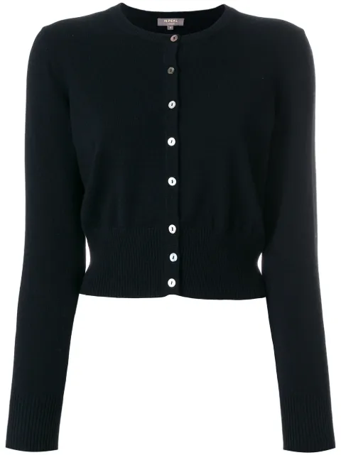 N.Peal cropped contrast button cardigan Black NPW001830B
