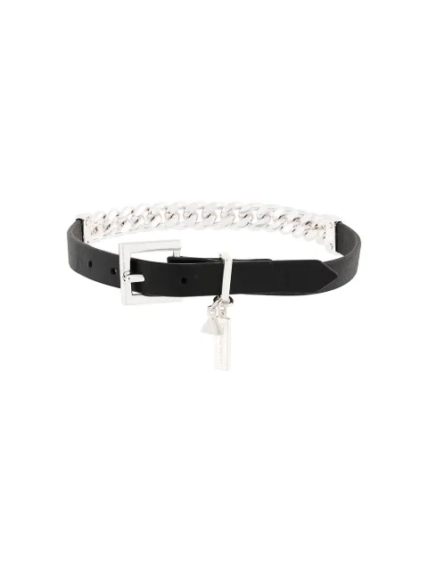 Coup De Coeur Coup De Coeur choker Black BLACKLEATHERSILVERCHAINCHOKERANDWRAPBRACELET