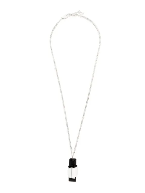 Coup De Coeur agate stone long pendant Metallic BLACKAGATESTONESILVERLONGPENDANT