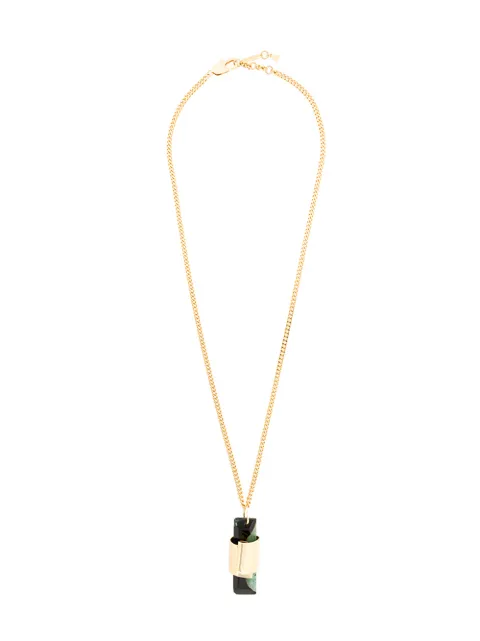 Coup De Coeur Agate stone long pendant Gold GREENAGATESTONEGOLDLONGPENDANT