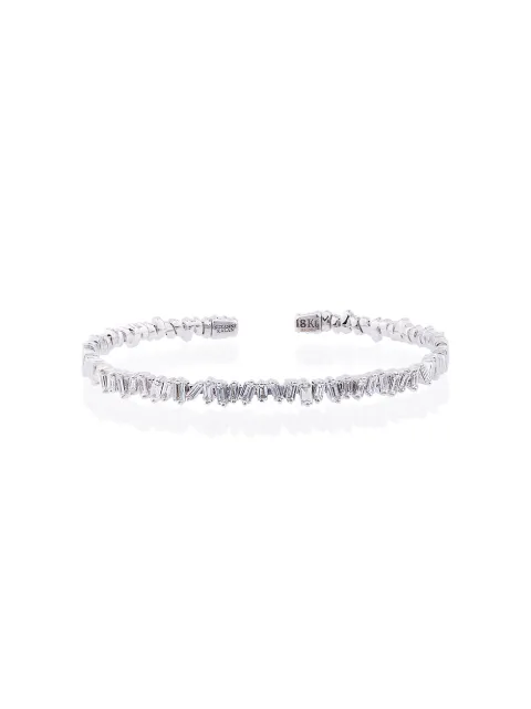 Suzanne Kalan 18K white gold and diamond Fireworks Classic baguette bangle White AKB117WG