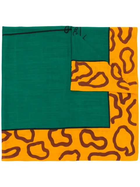 JC de Castelbajac Pre-Owned 1980s leopard-print detail wool scarf Green JCDC263